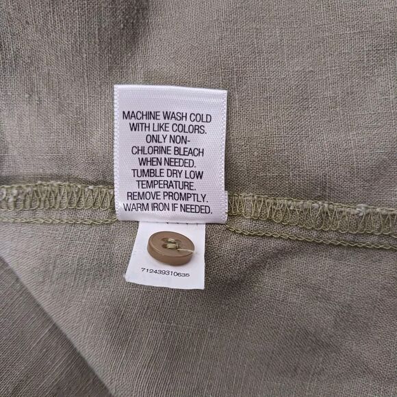 Dana Buchman Women's XXL Linen Blend Sleeveless Blouse Pockets Olive Casual Soft - Picture 8 of 8